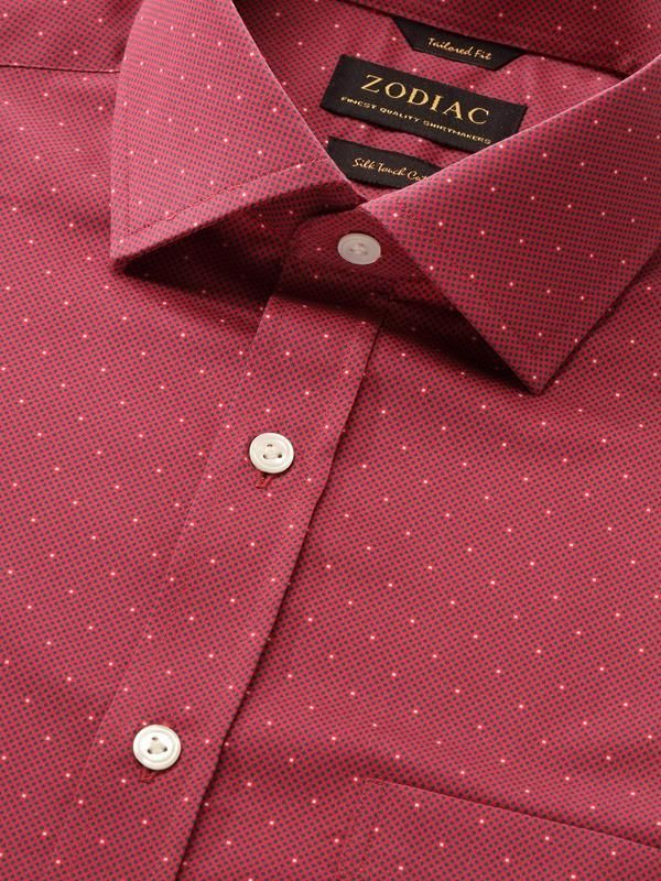 Bassano Dark Pink Printed Full sleeve single cuff Classic Fit Semi Formal Dark Cotton Shirt