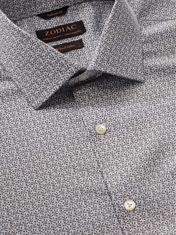 Buy Bassano Light Grey Cotton Tailored Fit Casual Printed Shirt | Zodiac