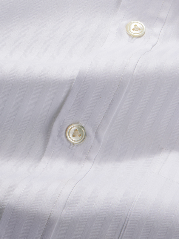 Bertolucci White Striped Full Sleeve Double Cuff Classic Fit Classic Formal Cotton Shirt