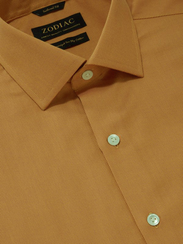 Marzeno Ochre Solid Full Sleeve Single Cuff Tailored Fit Semi Formal Dark Cotton Shirt