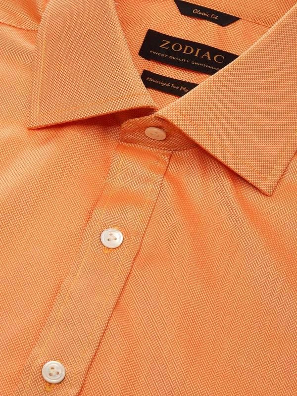 Marzeno Orange Solid Full sleeve single cuff Classic Fit Semi Formal Dark Cotton Shirt