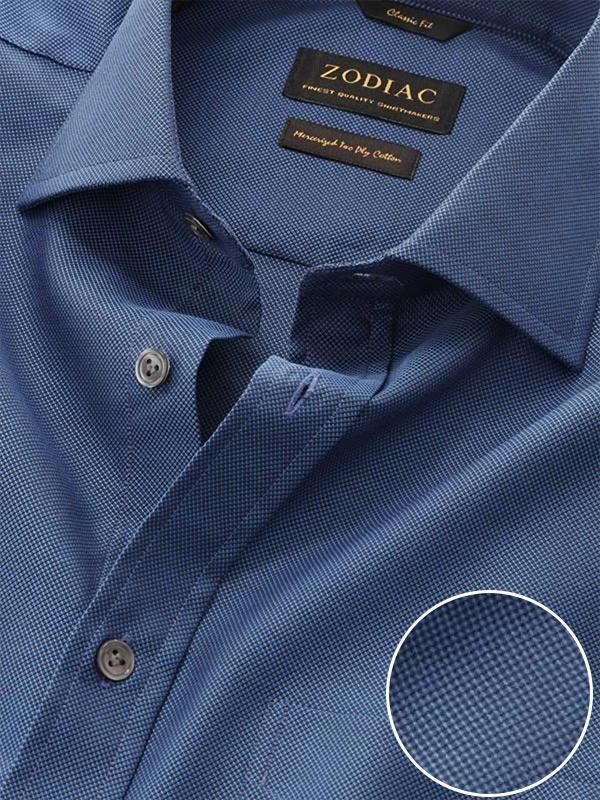 Marzeno Navy Solid Full sleeve single cuff Classic Fit Semi Formal Dark Cotton Shirt