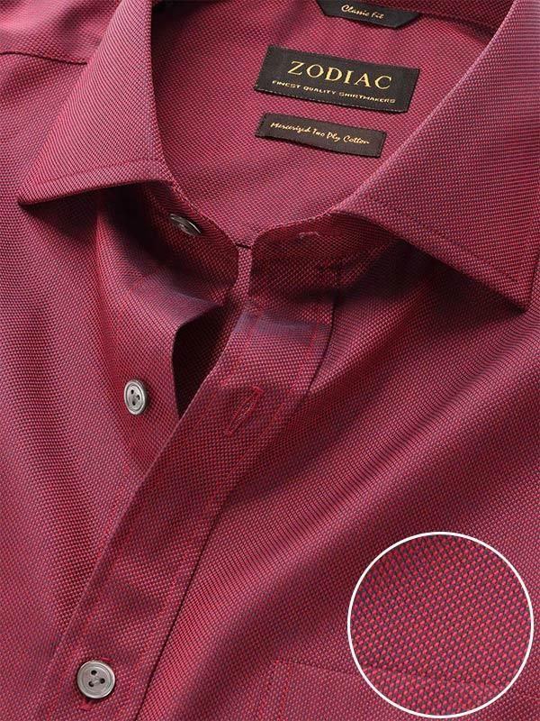 Marzeno Maroon Solid Full sleeve single cuff Classic Fit Semi Formal Dark Cotton Shirt