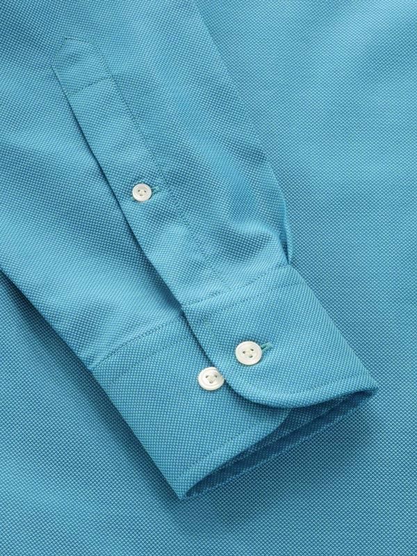 Marzeno Turquoise Solid Full sleeve single cuff Classic Fit Semi Formal Dark Cotton Shirt