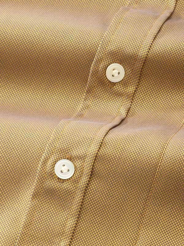 Marzeno Ochre Solid Full sleeve single cuff Classic Fit Semi Formal Dark Cotton Shirt