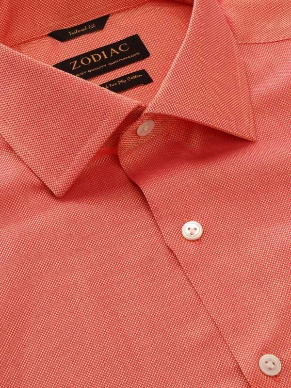 Marzeno Orange Solid Full sleeve single cuff Tailored Fit Semi Formal Cut away collar Dark Cotton Shirt