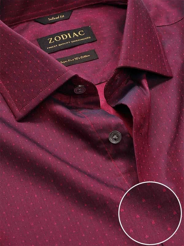Bramante Maroon Solid Full sleeve single cuff Tailored Fit Semi Formal Cotton Shirt