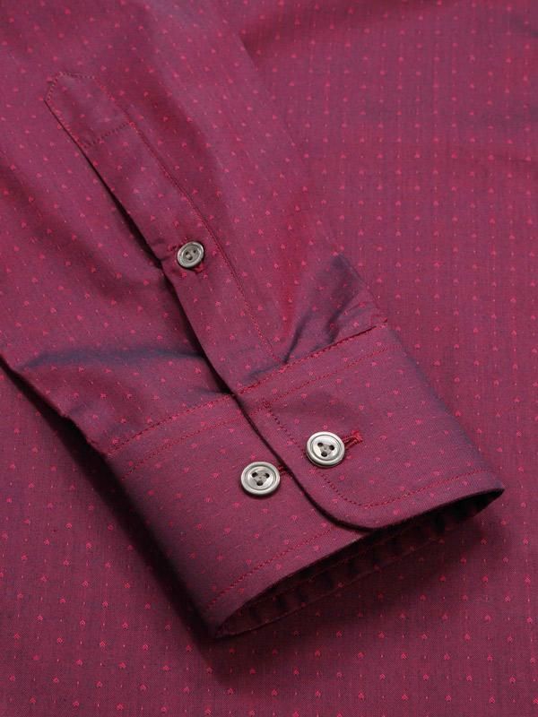 Bramante Maroon Solid Full sleeve single cuff Tailored Fit Semi Formal Cotton Shirt
