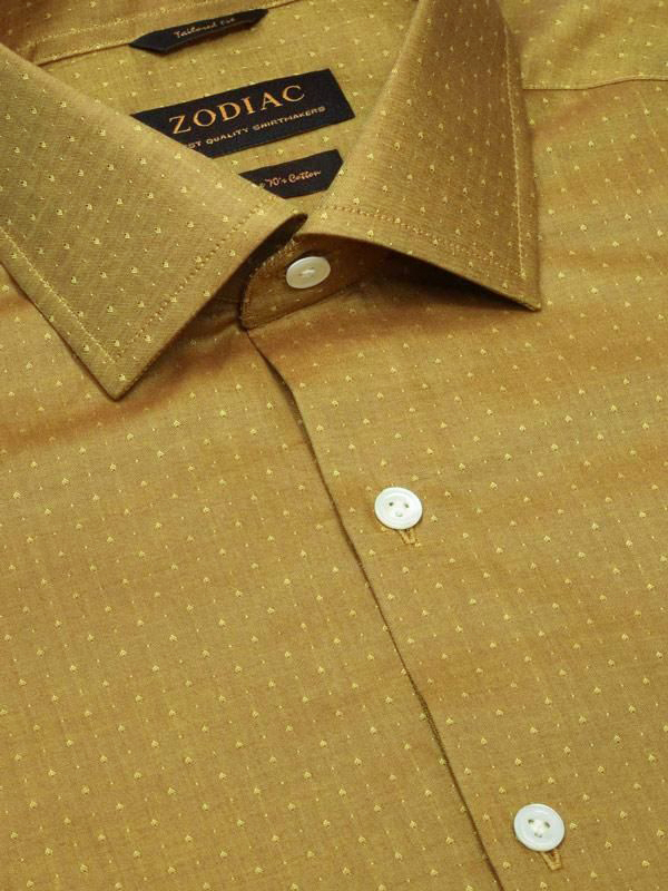 Bramante Ochre Solid Full sleeve single cuff Tailored Fit Semi Formal Cotton Shirt