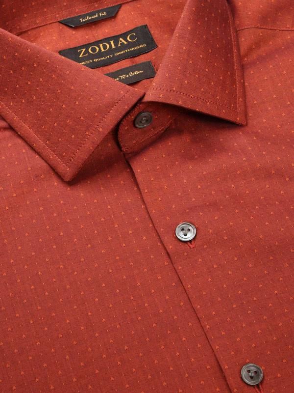 Bramante Rust Solid Full sleeve single cuff Tailored Fit Semi Formal Cotton Shirt