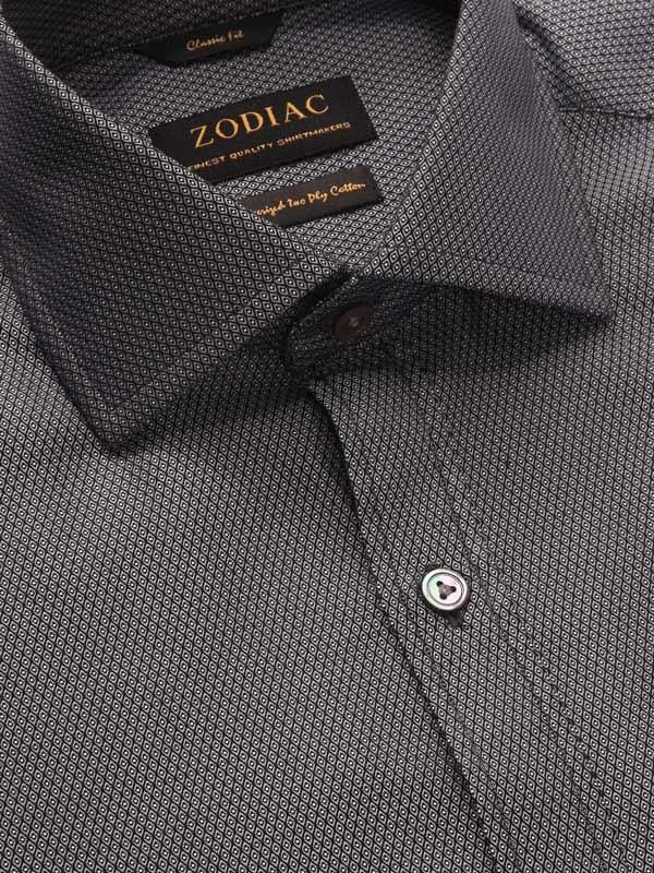 Bruciato Black Solid single cuff Classic Fit Semi Formal Cotton Shirt