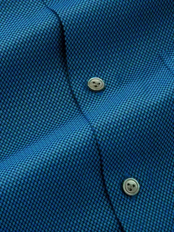 Bruciato Turquoise Solid Full sleeve single cuff Tailored Fit Semi Formal Dark Cotton Shirt