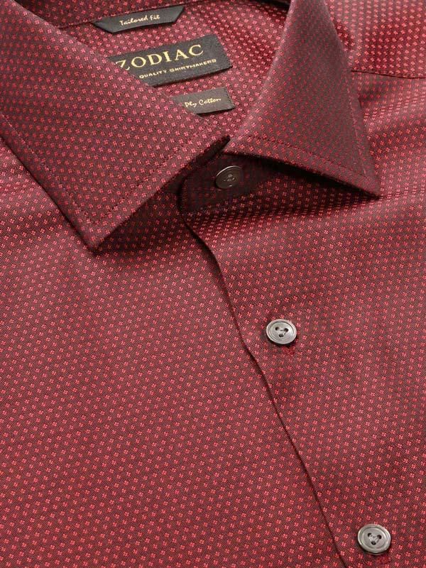 Bruciato Red Solid Full sleeve single cuff Tailored Fit Semi Formal Dark Cotton Shirt