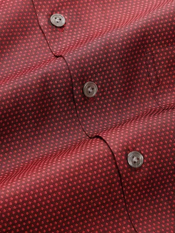 Bruciato Red Solid Full sleeve single cuff Tailored Fit Semi Formal Dark Cotton Shirt