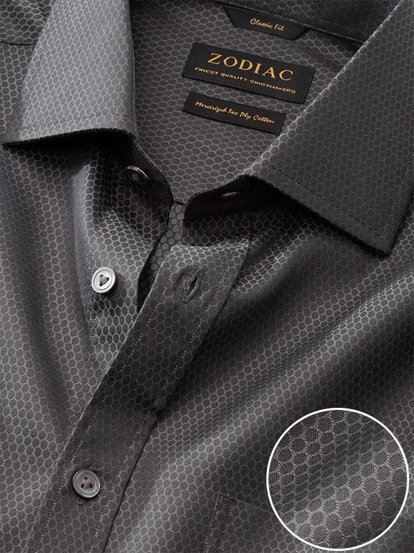Bruciato Black Solid single cuff Classic Fit Semi Formal Dark Cotton Shirt