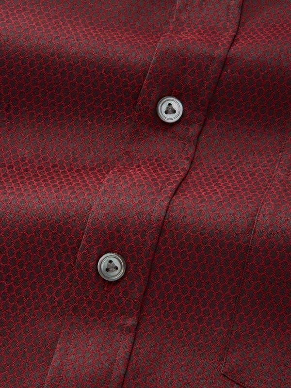 Bruciato Maroon Solid Full sleeve single cuff Classic Fit Semi Formal Dark Cotton Shirt