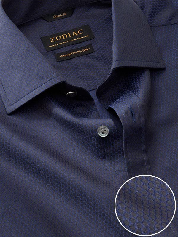Bruciato Navy Solid Full sleeve single cuff Classic Fit Semi Formal Dark Cotton Evening Shirt