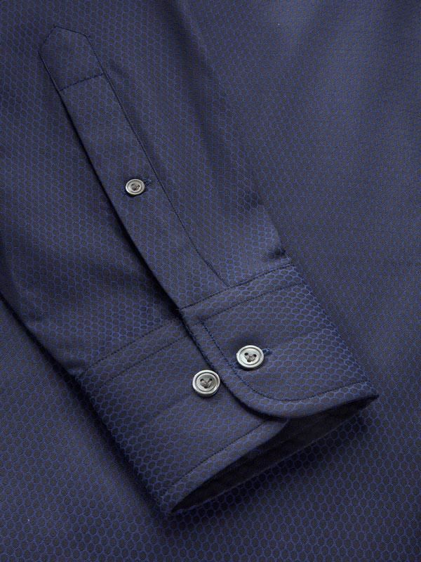 Bruciato Navy Solid Full sleeve single cuff Classic Fit Semi Formal Dark Cotton Evening Shirt