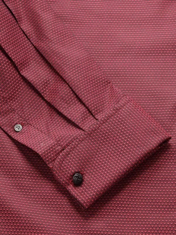 Bruciato Maroon Solid Full sleeve double cuff Classic Fit Semi Formal Dark Cotton Shirt