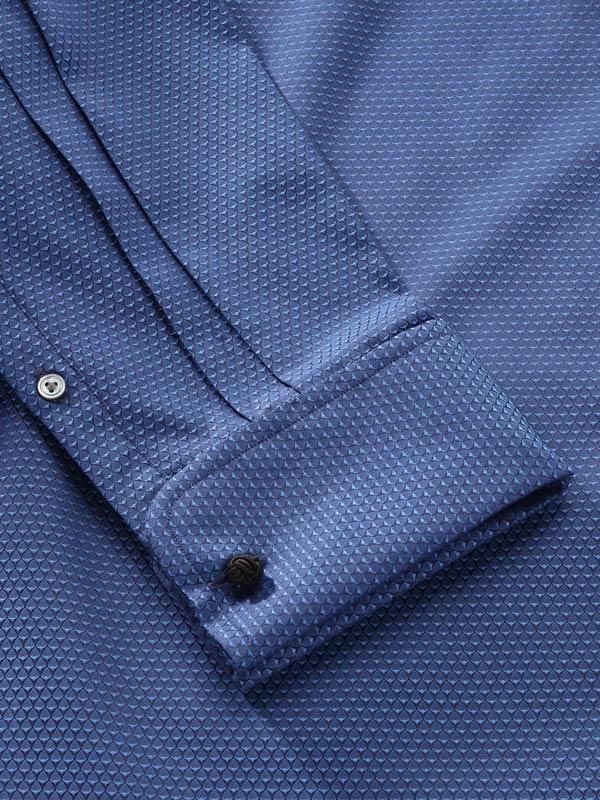 Bruciato Navy Solid Full sleeve double cuff Classic Fit Semi Formal Dark Cotton Shirt