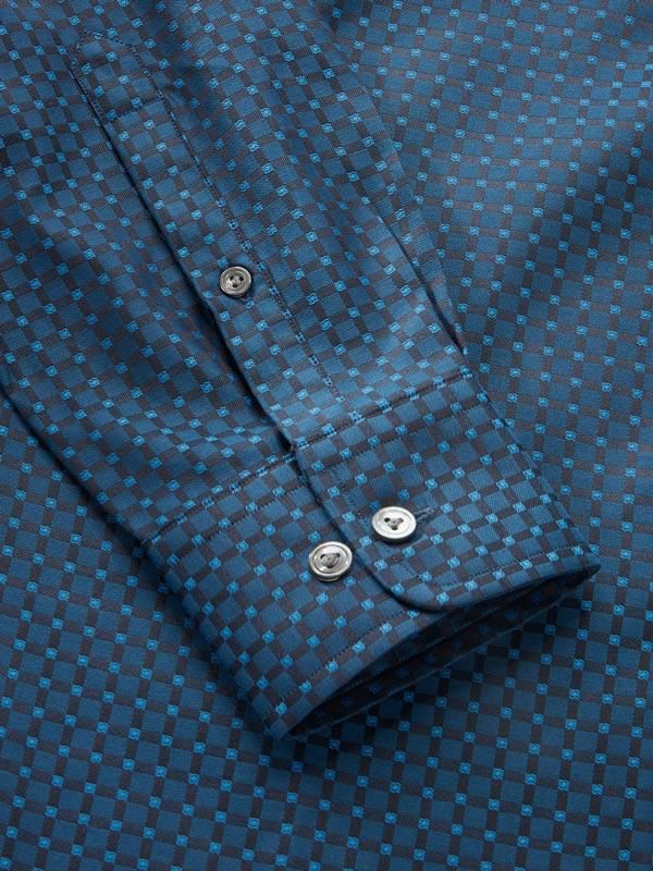 Bruciato Navy Check Full sleeve single cuff Tailored Fit Semi Formal Dark Cotton Shirt