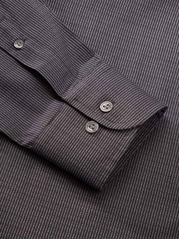 Bruciato Dark Grey Solid Full sleeve single cuff Classic Fit Semi Formal Dark Cotton Shirt