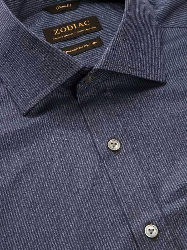 Bruciato Navy Solid single cuff Classic Fit Semi Formal Cotton Shirt