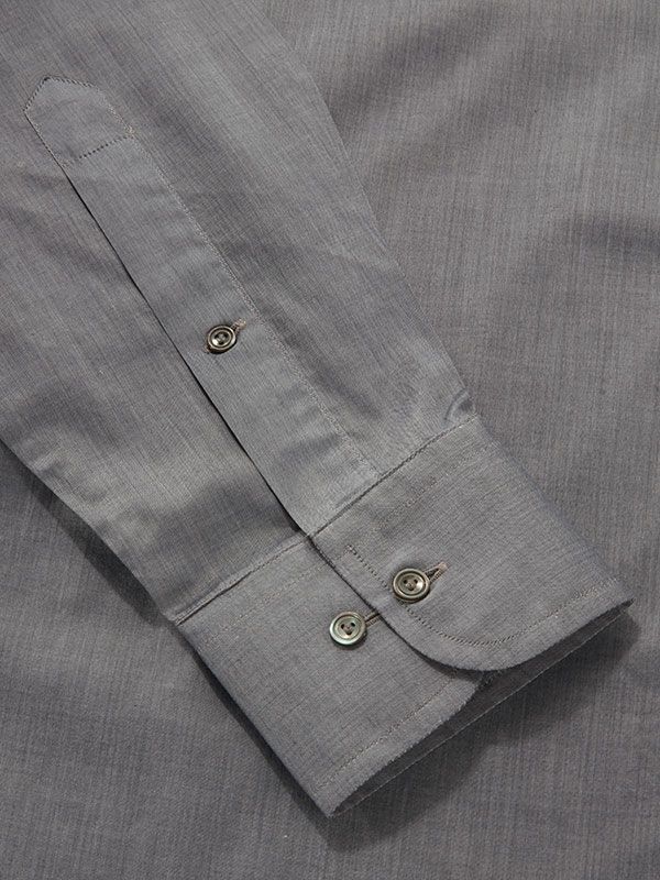 Carletti Dark Grey Solid Full Sleeve Single Cuff Classic Fit Semi Formal Dark Cotton Shirt
