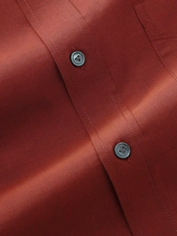 Carletti Rust Solid Full sleeve single cuff Classic Fit Semi Formal Dark Cotton Shirt