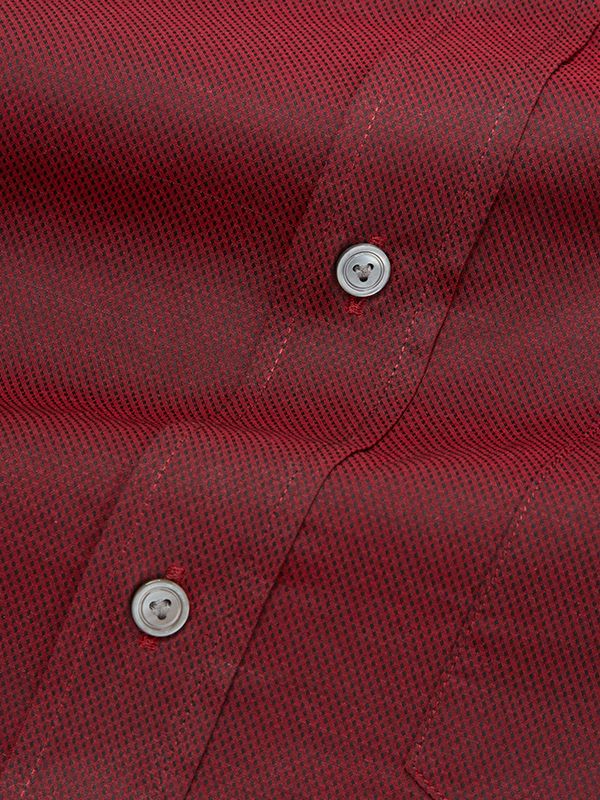 Carletti Maroon Solid Full Sleeve Single Cuff Classic Fit Semi Formal Dark Cotton Shirt