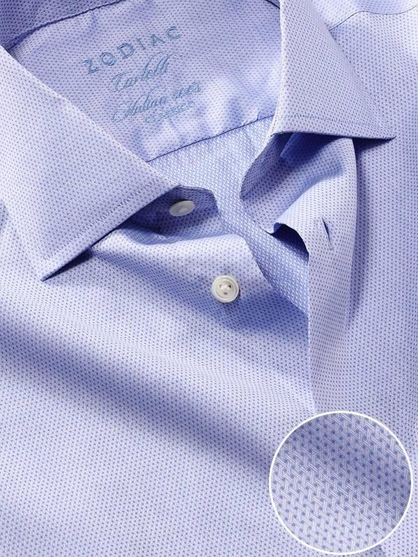 Carletti Blue Solid Full sleeve single cuff Tailored Fit Classic Formal Cotton Shirt