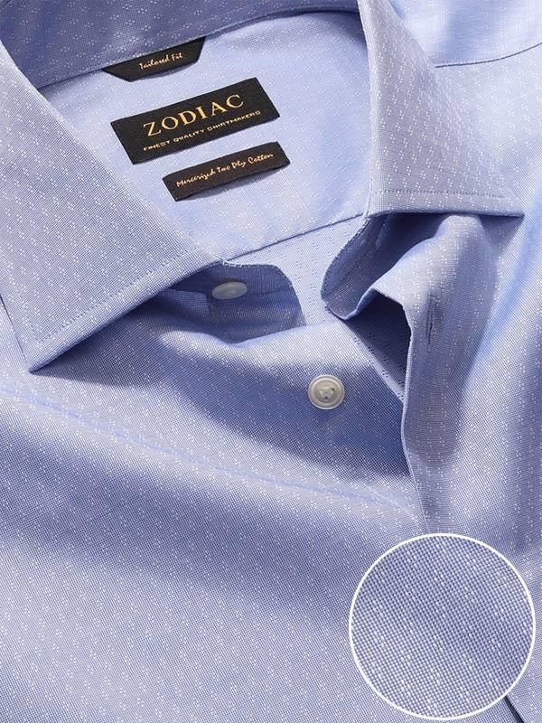 Carulli Blue Solid Full sleeve single cuff Tailored Fit Classic Formal Cotton Shirt