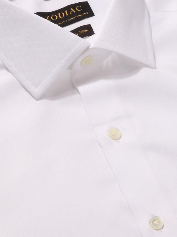 Carulli White Solid Full sleeve single cuff Tailored Fit Classic Formal Cotton Shirt