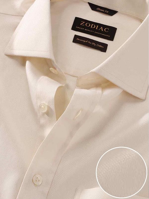 Casamora Cream Solid Full sleeve double cuff Classic Fit Classic Formal Cotton Shirt