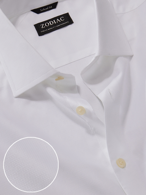 Cascia White Solid Half Sleeve Tailored Fit Classic Formal Cotton Shirt