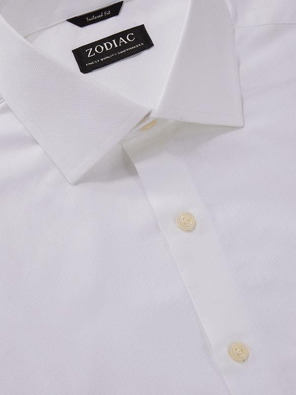 Cascia White Solid Half Sleeve Tailored Fit Classic Formal Cotton Shirt