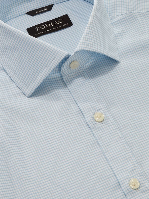 Cascia Sky Check Full Sleeve Single Cuff Classic Fit Classic Formal Cotton Shirt