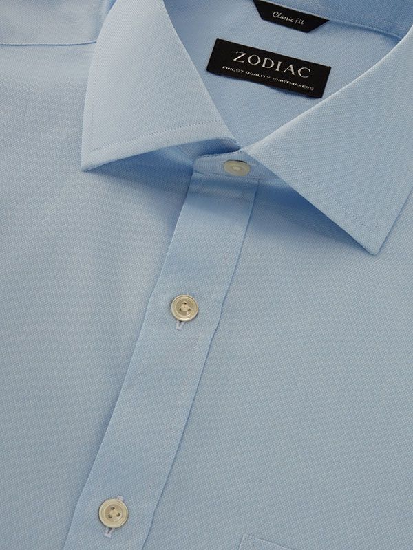 Cascia Sky Solid Full Sleeve Single Cuff Classic Fit Classic Formal Cotton Shirt