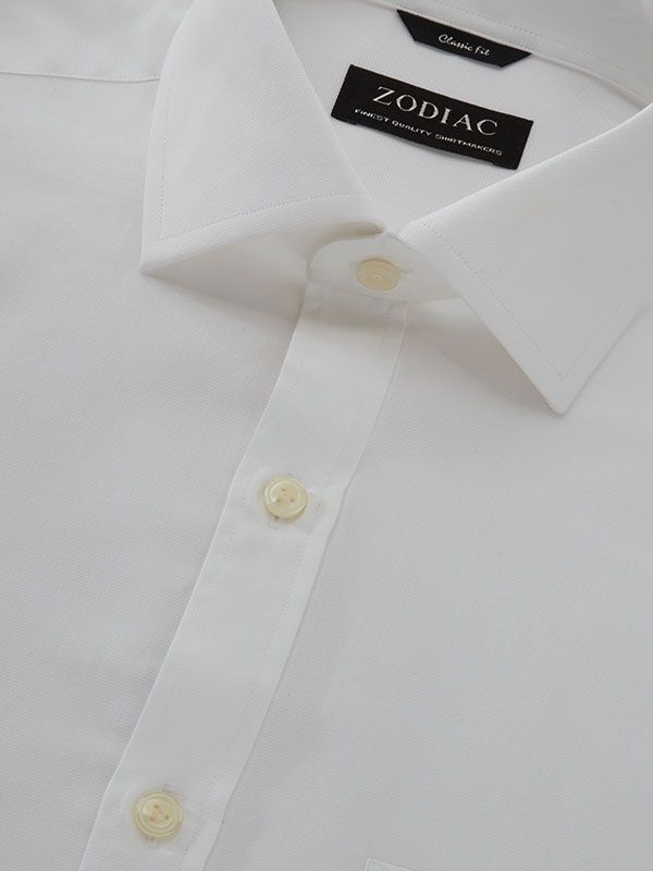 Cascia White Solid Full Sleeve Single Cuff Classic Fit Classic Formal Cotton Shirt
