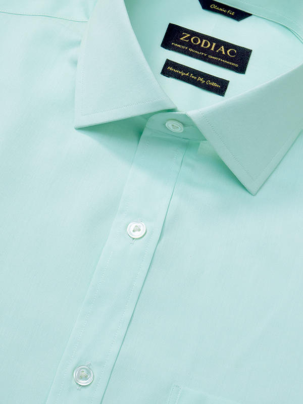 Chambrey Mint Solid Half Sleeve Classic Fit Classic Formal Cotton Shirt