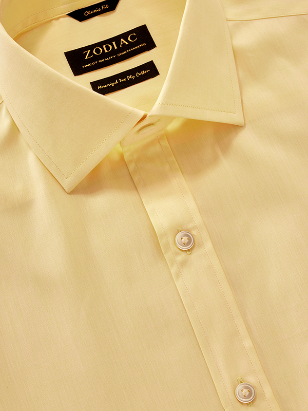 Chambrey Yellow Solid Half Sleeve Classic Fit Classic Formal Cotton Shirt