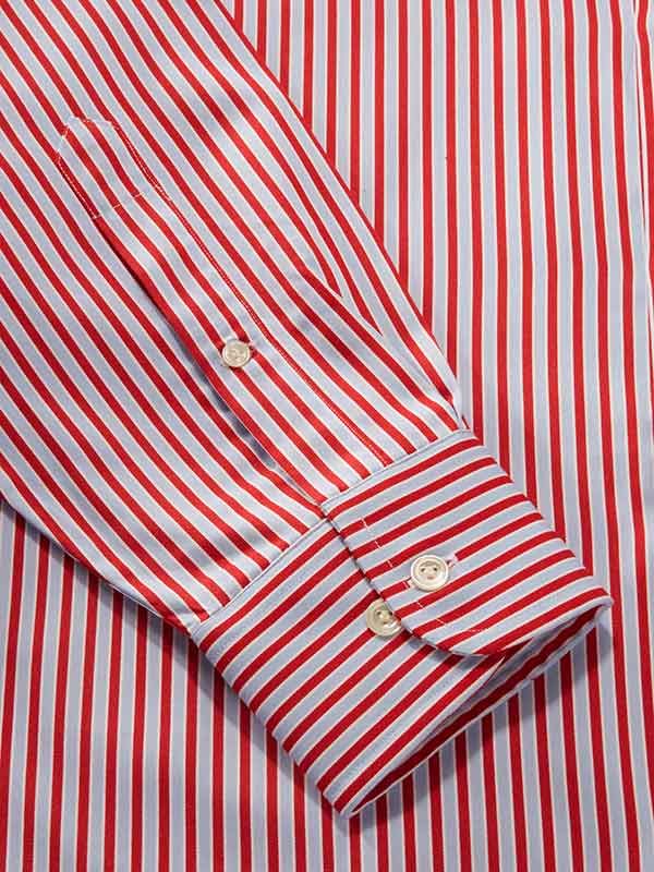 Chianti Red Striped Full Sleeve Single Cuff Classic Fit Semi Formal Dark Cotton Shirt