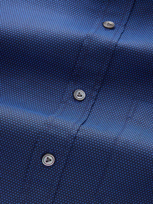 Chianti Navy Solid Full Sleeve Single Cuff Classic Fit Semi Formal Dark Cotton Shirt