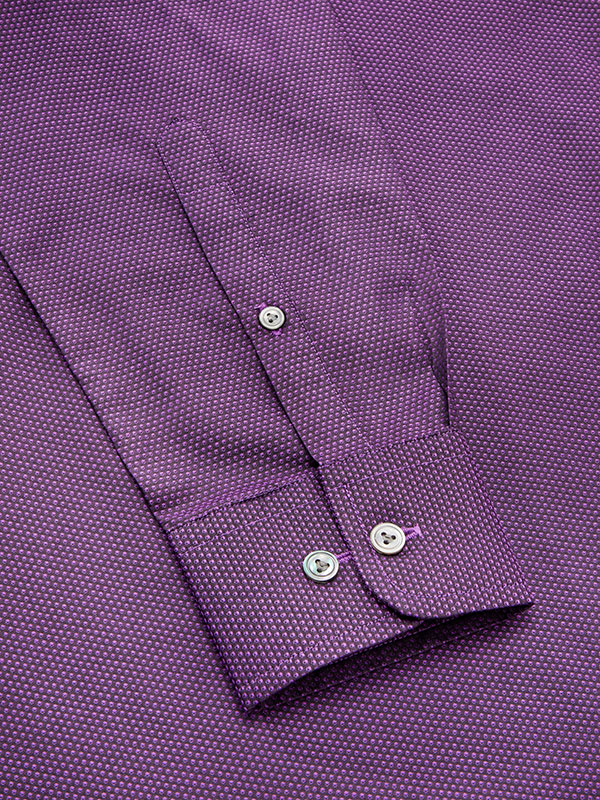 Chianti Aubergine Solid Full Sleeve Single Cuff Tailored Fit Semi Formal Dark Cotton Shirt