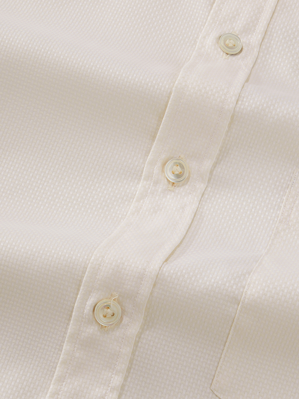Cione Cream Solid Full Sleeve Single Cuff Classic Fit Classic Formal Cotton Shirt