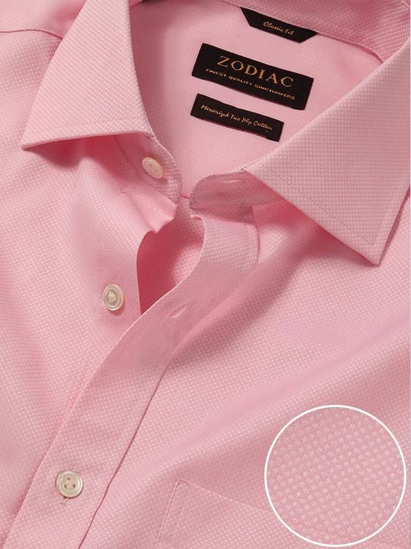 Cione Pink Solid Full sleeve double cuff Classic Fit Classic Formal Cotton Shirt