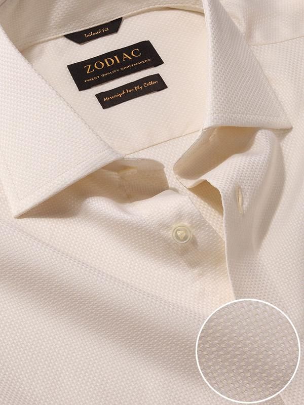 Cione Cream Solid Full sleeve double cuff Tailored Fit Classic Formal Cotton Shirt