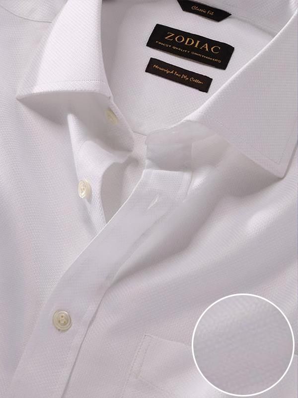 Cione White Solid Full sleeve double cuff Classic Fit Classic Formal Cotton Shirt