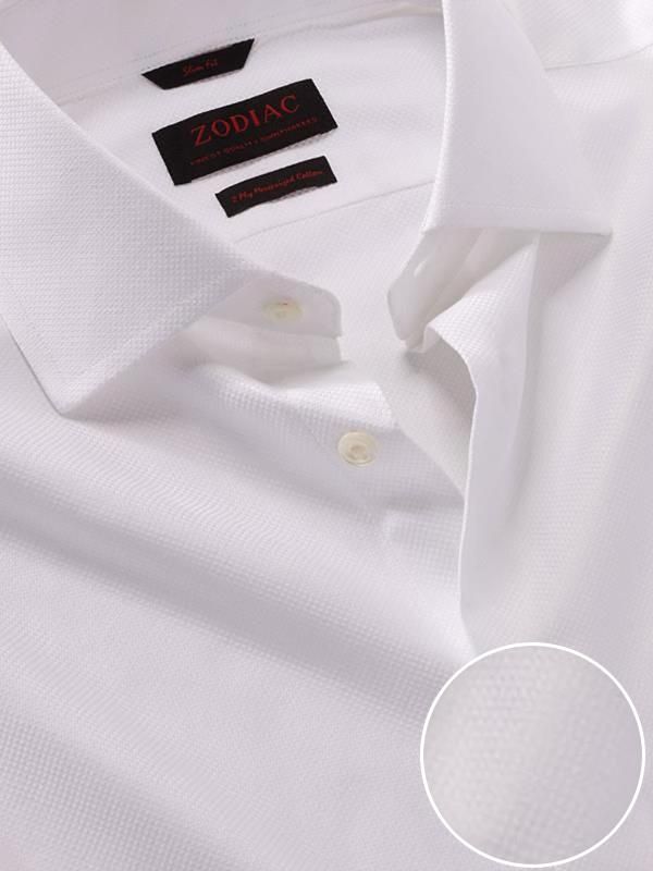 Cione White Solid Full sleeve single cuff Slim Fit Classic Formal Cotton Shirt