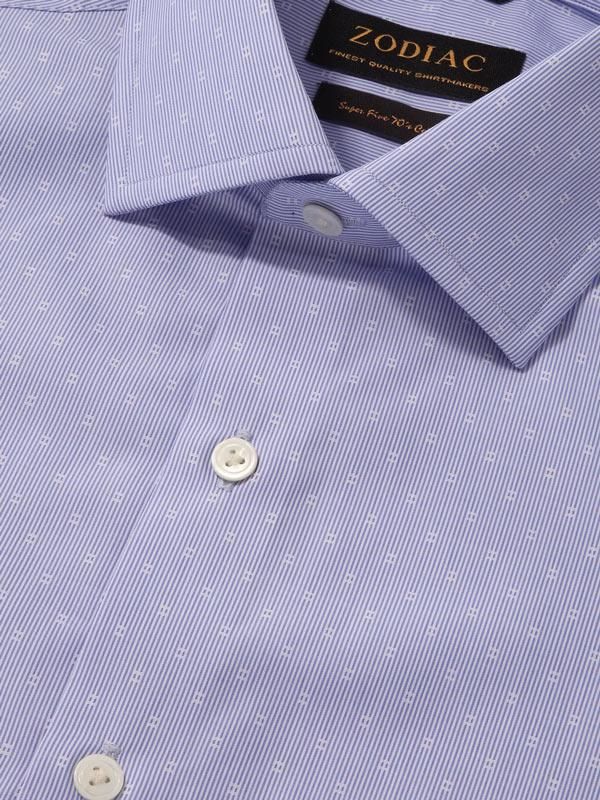 Cricoli Blue Striped Full sleeve single cuff Tailored Fit Classic Formal Cotton Shirt